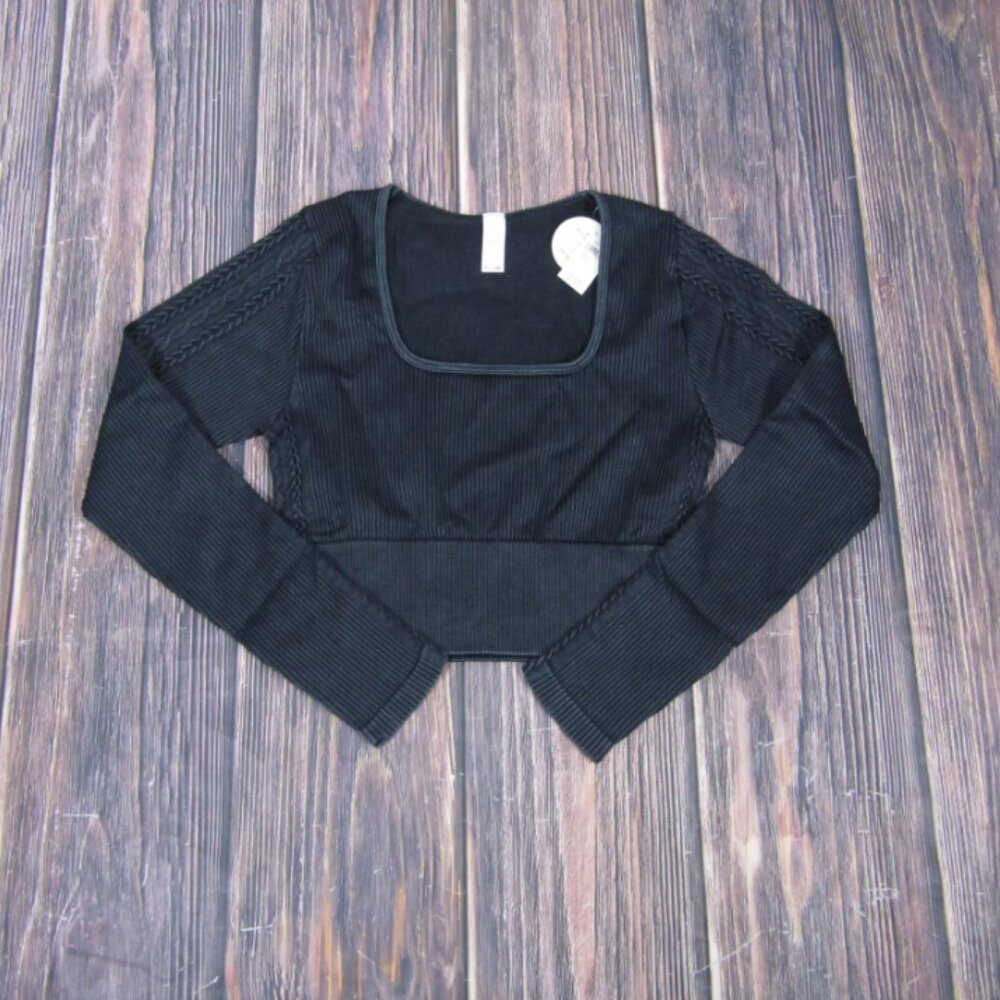 Aerie Offline NEW NWT Womens Medium Black Square Neck Crop Top